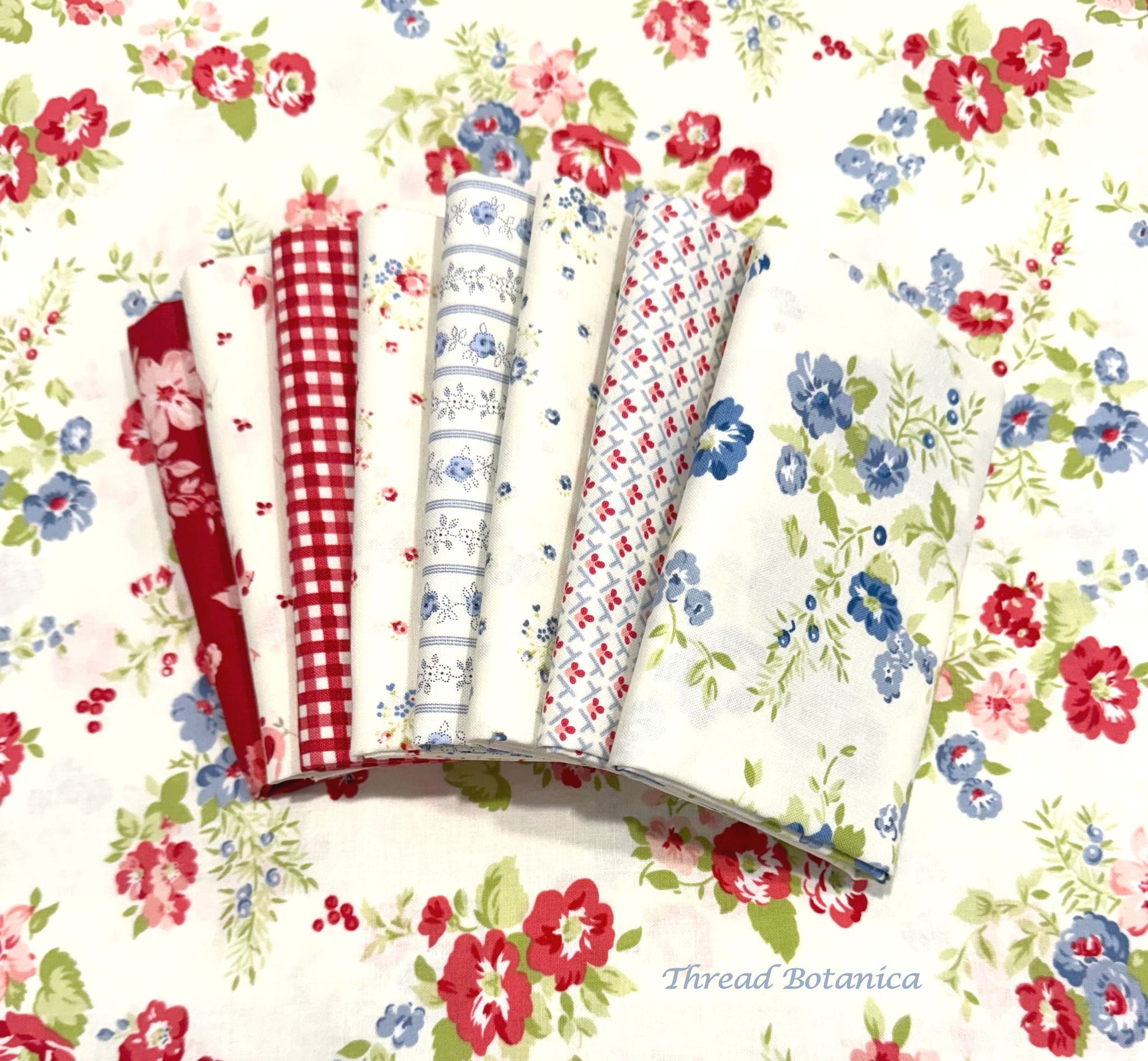 Moda - Bunny Hill Designs - Hollyhocks & Roses Fabric Bundle