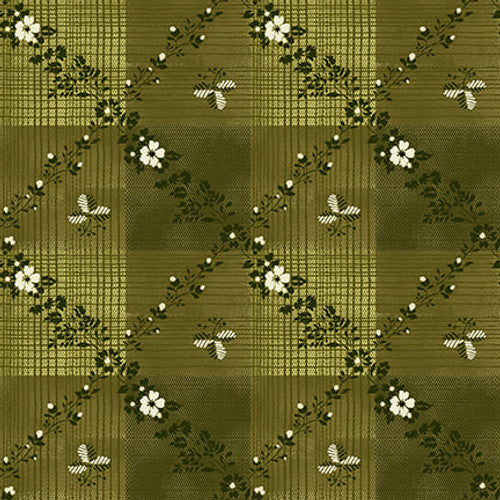 Henry Glass Fabrics - Bucklebury Chintz - Geometrics Olive