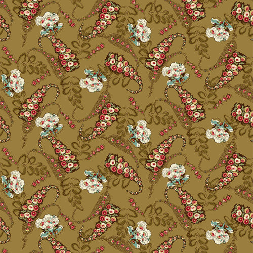 Henry Glass Fabrics - Bucklebury Chintz - Quirky Paisley Caramel