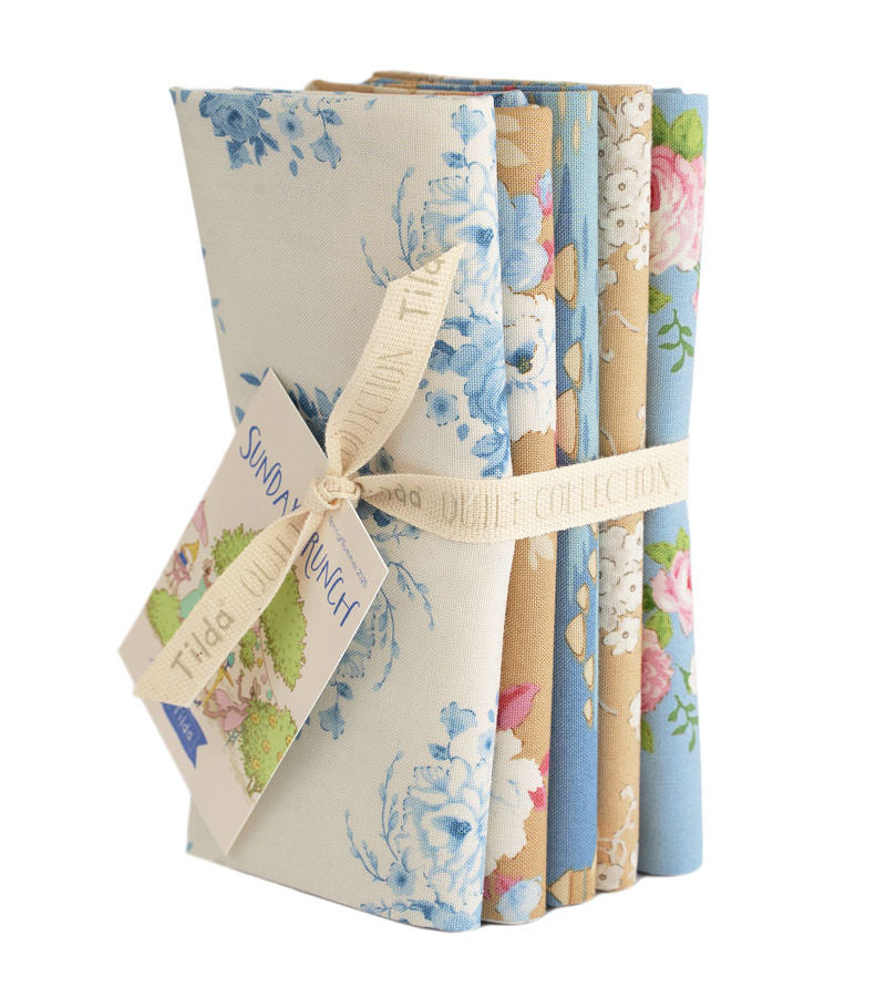 Tilda  - Sunday Brunch - Blue & Sand Fabric Bundle